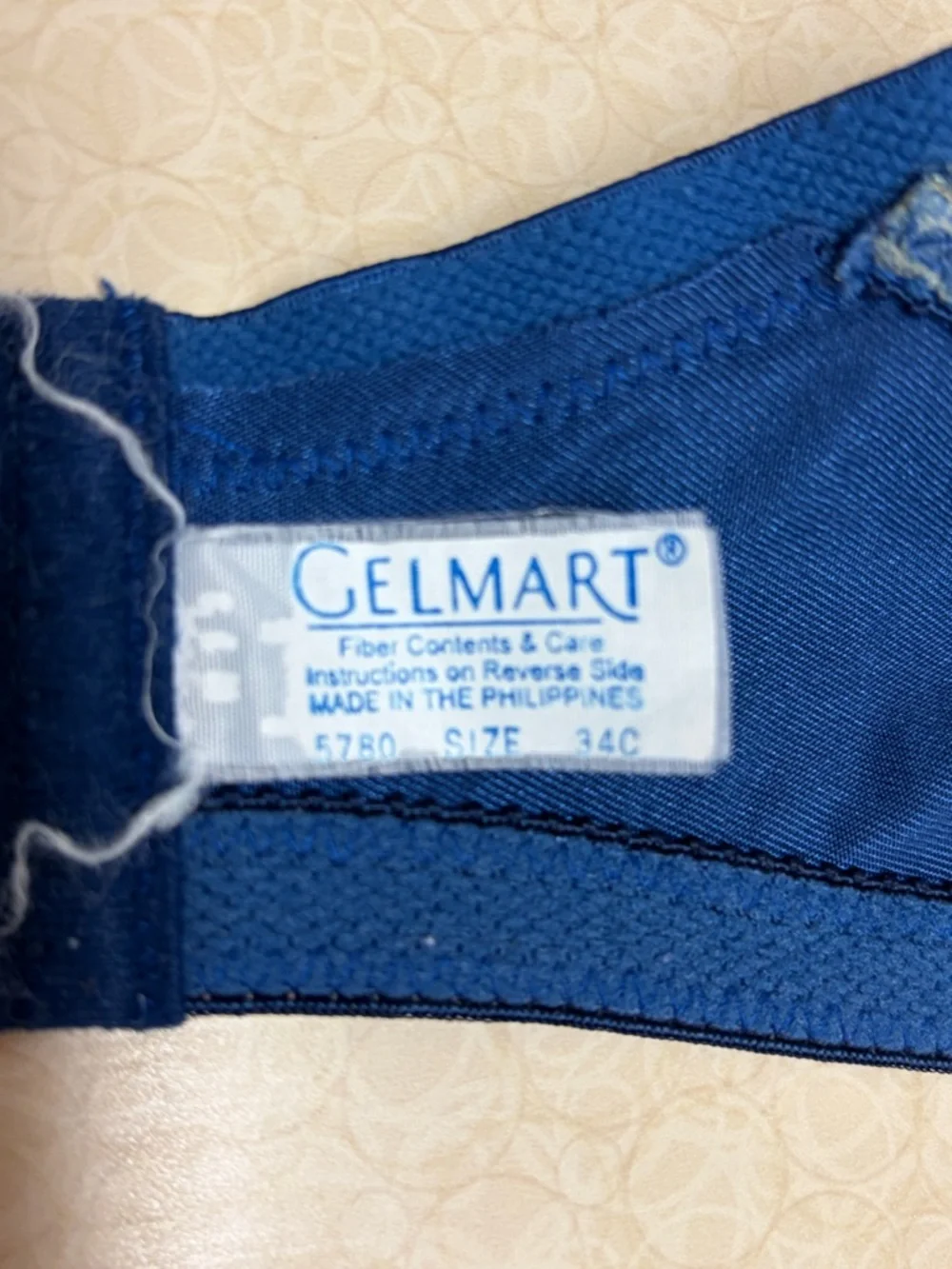 34C Blue Second Skin Unlined Underwire Vtg GELMART Minimizer Bra #5780 34C